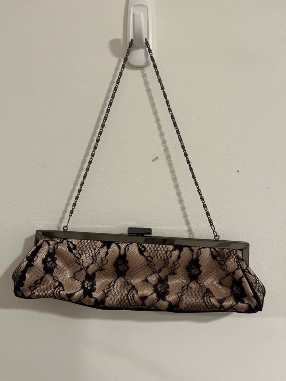 New Elegant Black Lace Evening Clutch - Nude Base - Picture 5 of 7